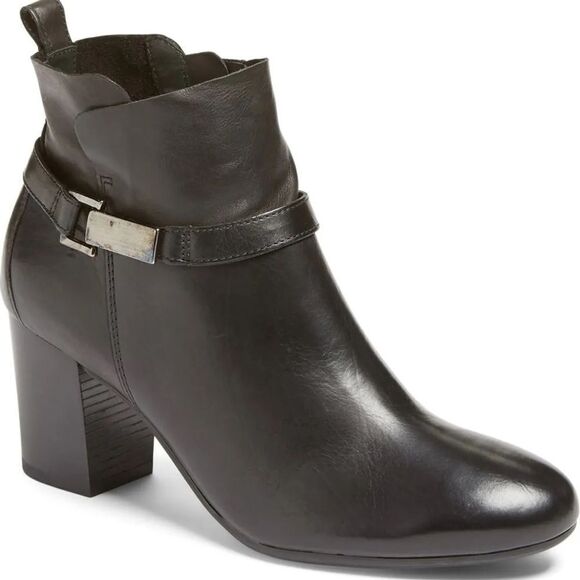 Paul Green KATHY Black Leather Ankle Boots US Sz 9 - Picture 1 of 12